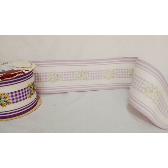 Lion Ribbon Rustic Rose Yellow Roses 2.5" Nylon Cotton White Purple 25 yards - Picture 4 of 8